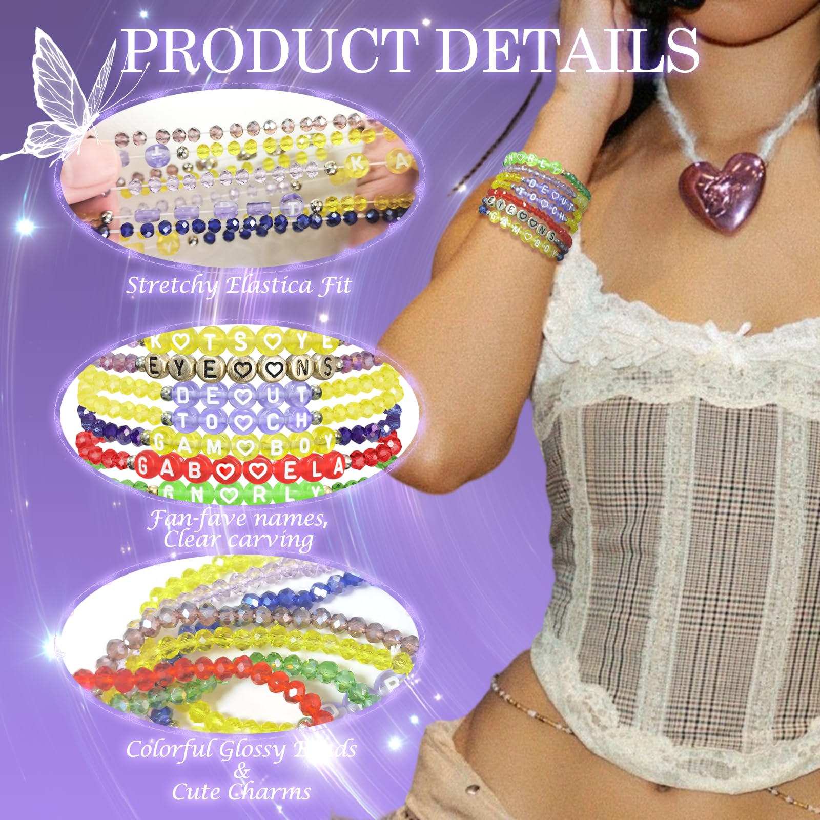 NEOVISTA KATSEYE Inspired Bracelet Set – 7 Colorful Beaded Bracelets for Eyekons, Concert Merch & Fan Gifts
