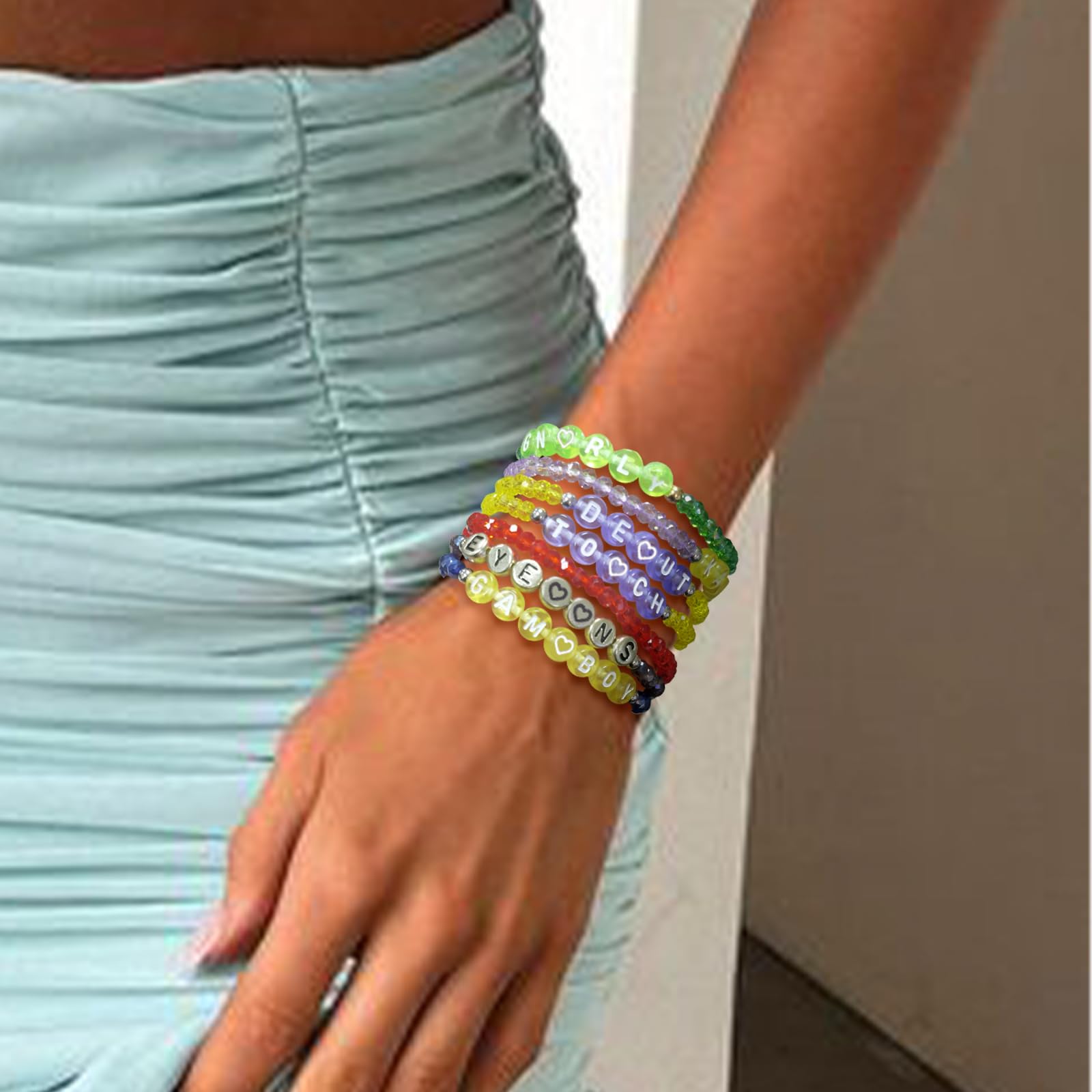 NEOVISTA KATSEYE Inspired Bracelet Set – 7 Colorful Beaded Bracelets for Eyekons, Concert Merch & Fan Gifts