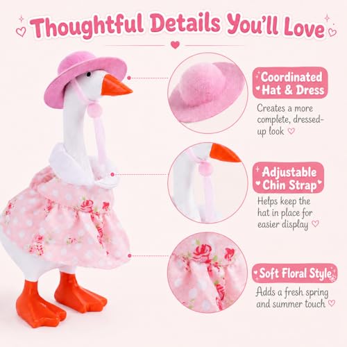 Neowedding 4-Pack Desk Goose Outfits, Floral Dresses & Hats for 7-Inch Magnetic Goose
