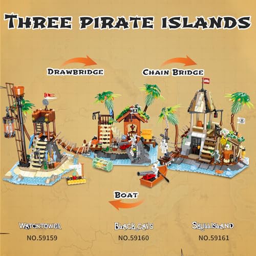 NERCISU Pirate Black Cays Building Toy Set – 484-Piece Pirate Adventure with Skeleton, Cannon, Shark & Treasure for Kids 8+