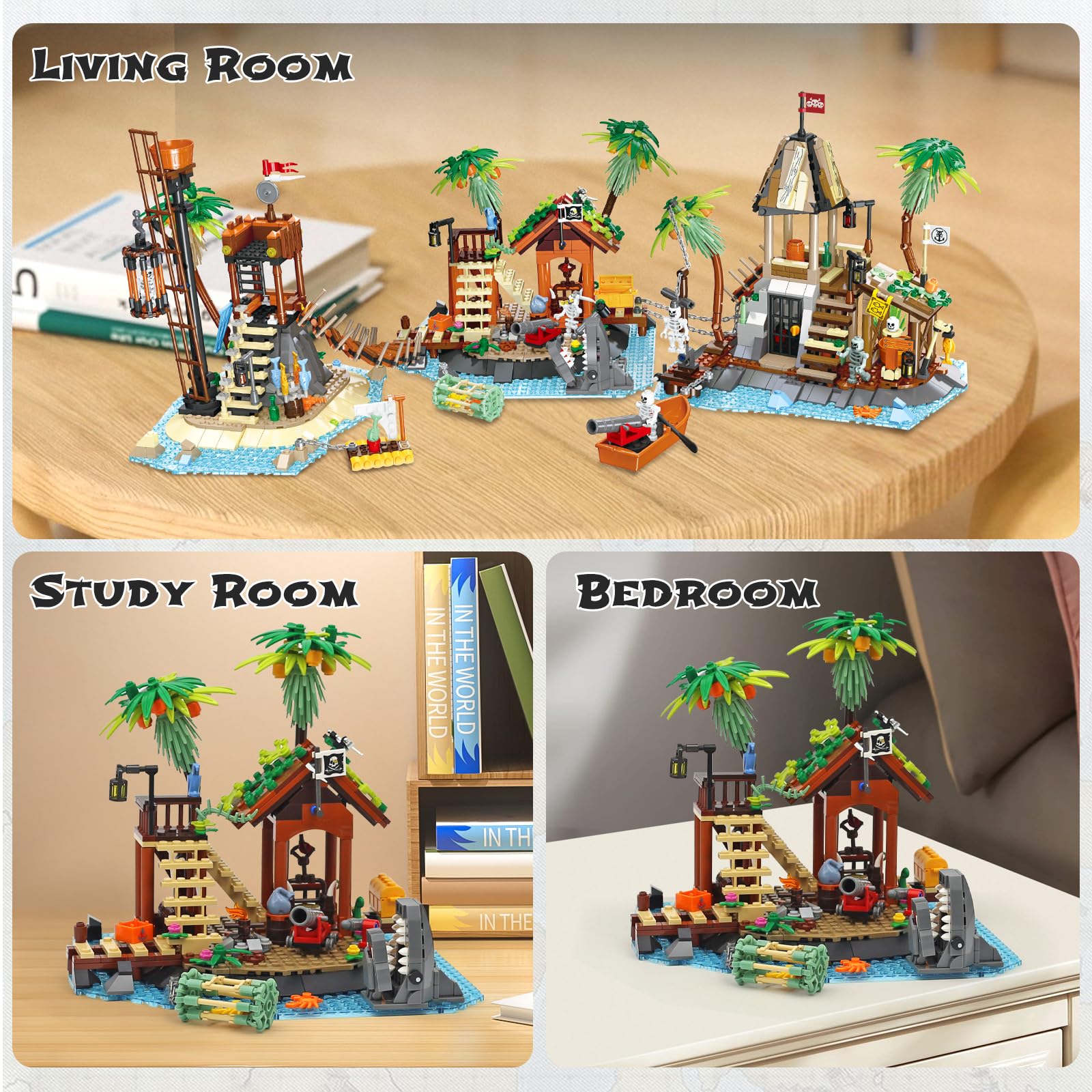 NERCISU Pirate Black Cays Building Toy Set – 484-Piece Pirate Adventure with Skeleton, Cannon, Shark & Treasure for Kids 8+