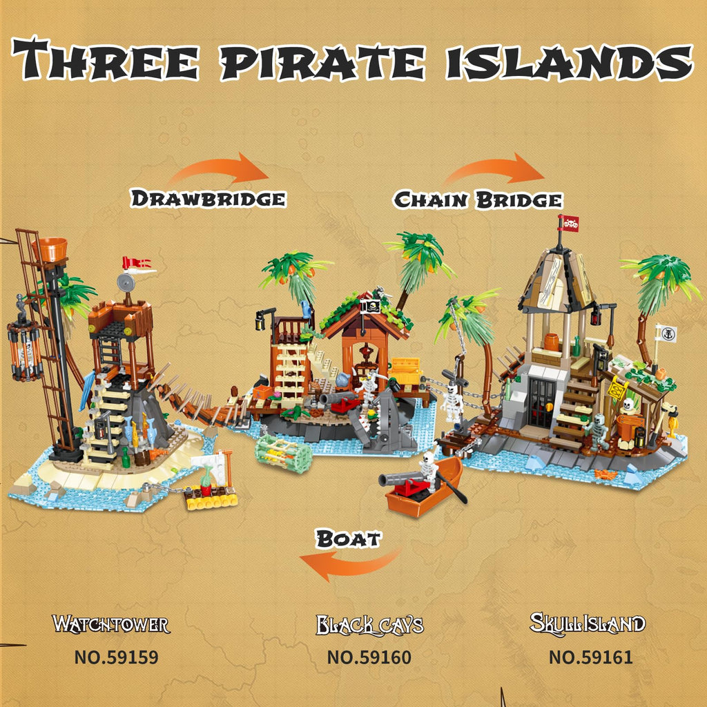 NERCISU Pirate Black Cays Building Toy Set – 484-Piece Pirate Adventure with Skeleton, Cannon, Shark & Treasure for Kids 8+