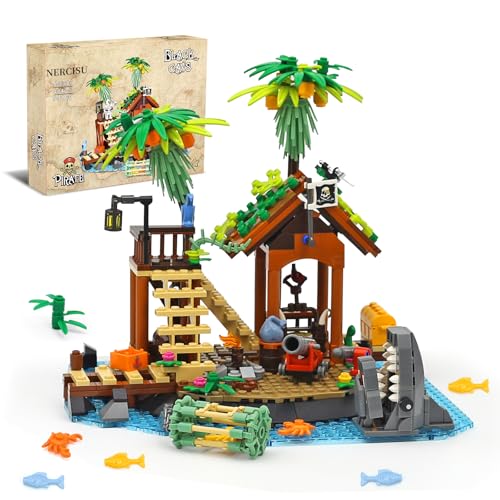 NERCISU Pirate Black Cays Building Toy Set – 484-Piece Pirate Adventure with Skeleton, Cannon, Shark & Treasure for Kids 8+