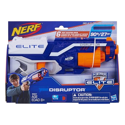 NERF Disruptor Elite Blaster: 6-Dart Slam-Fire Foam Dart Blaster with Rotating Drum (Amazon Exclusive)