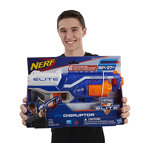 NERF Disruptor Elite Blaster: 6-Dart Slam-Fire Foam Dart Blaster with Rotating Drum (Amazon Exclusive)