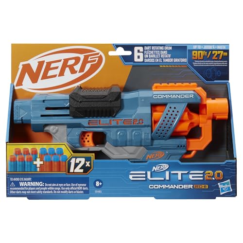 NERF Elite 2.0 Commander RD-6 Blaster – 6-Dart Rotating Drum, Slam Fire, 12 Darts, Ages 8+