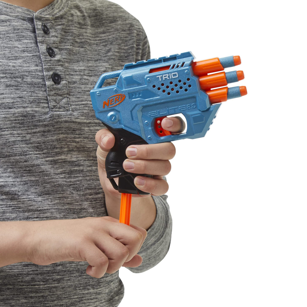 Nerf Elite 2.0 Trio SD-3 Blaster – 3-Barrel Blasting, Tactical Rail, 6 Official Darts