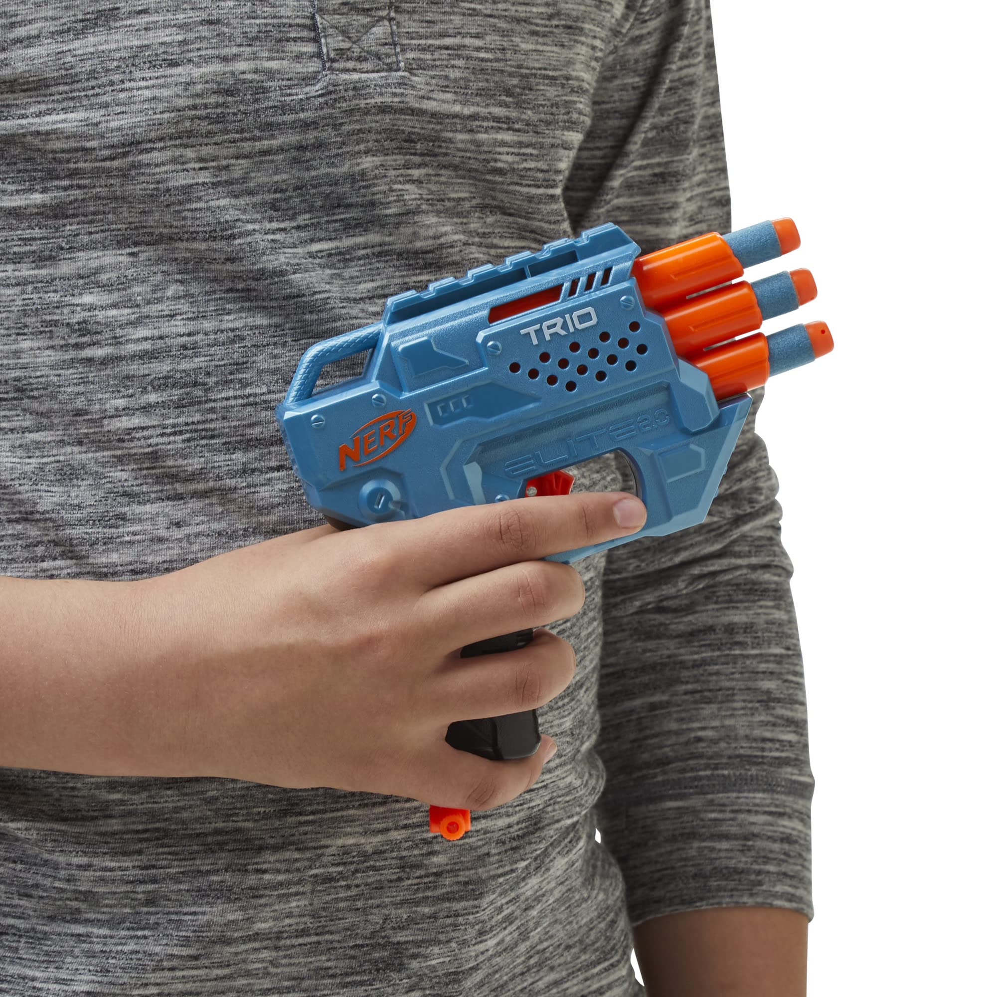 Nerf Elite 2.0 Trio SD-3 Blaster – 3-Barrel Blasting, Tactical Rail, 6 Official Darts
