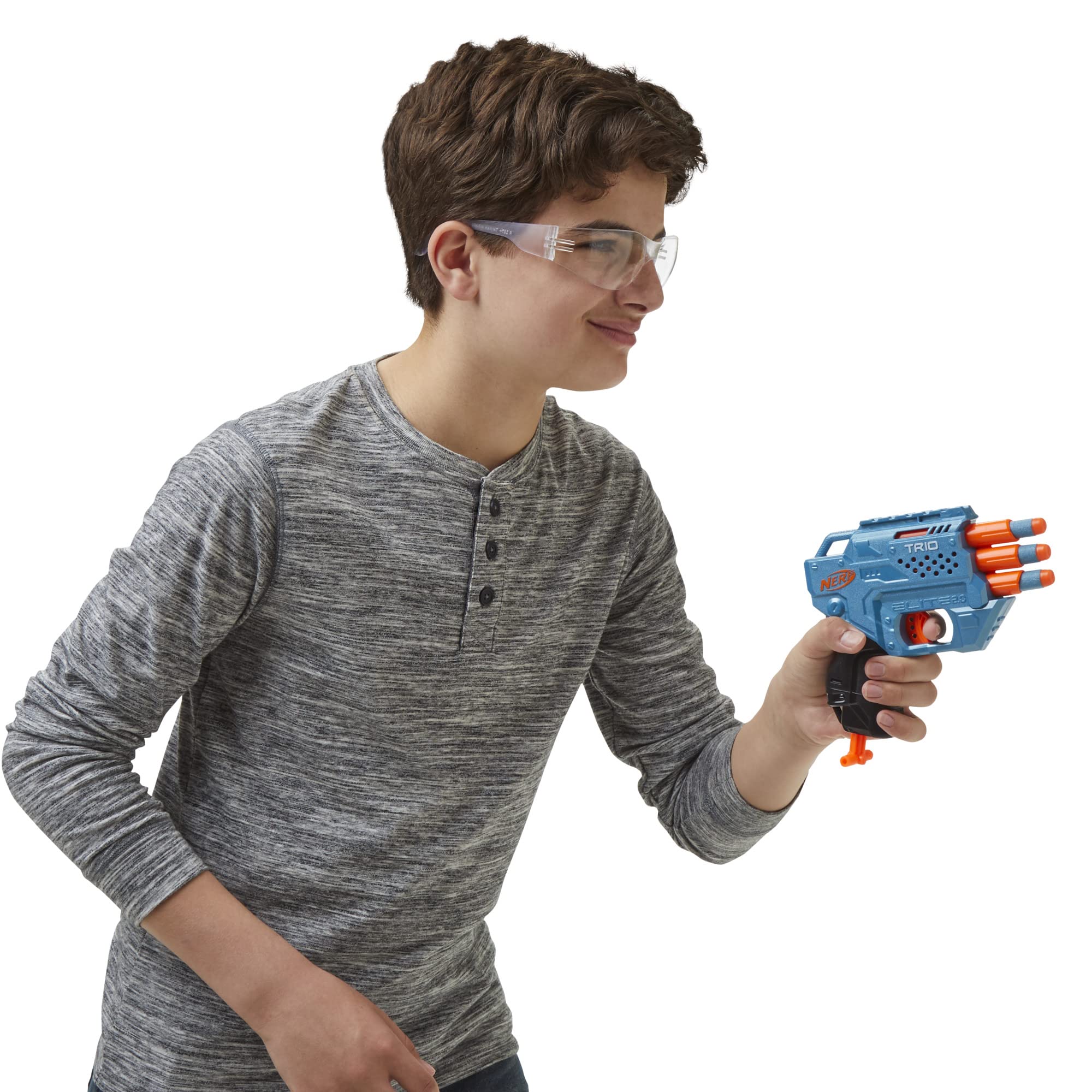Nerf Elite 2.0 Trio SD-3 Blaster – 3-Barrel Blasting, Tactical Rail, 6 Official Darts