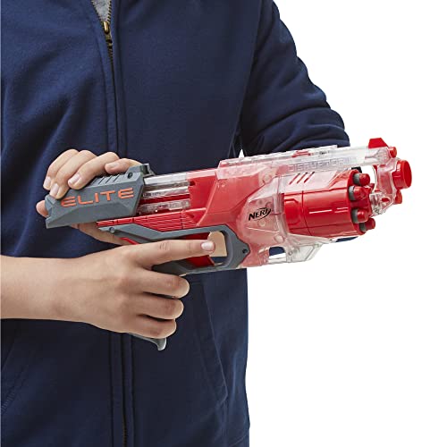 NERF Elite Disruptor Blaster - 6-Dart Rotating Drum with Slam Fire, Translucent Red (Amazon Exclusive)