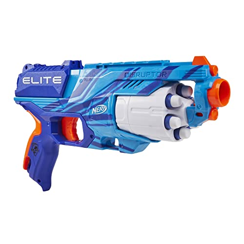 Nerf Elite Disruptor Blaster – 6-Dart Rotating Drum with Slam Fire Action, Blue (Amazon Exclusive)