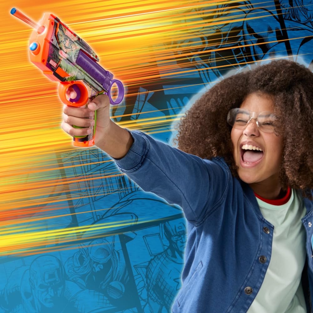 Nerf Marvel Hulk Dart Blaster – Hulk-Themed Foam Blaster with 4 Nerf N1 Darts, 2-Dart Capacity, Ages 8+