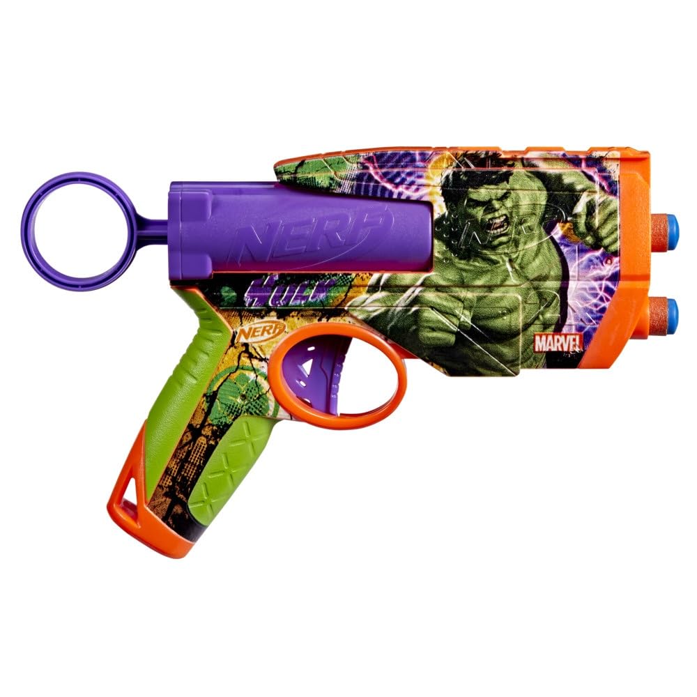Nerf Marvel Hulk Dart Blaster – Hulk-Themed Foam Blaster with 4 Nerf N1 Darts, 2-Dart Capacity, Ages 8+