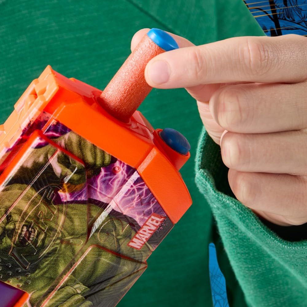 Nerf Marvel Hulk Dart Blaster – Hulk-Themed Foam Blaster with 4 Nerf N1 Darts, 2-Dart Capacity, Ages 8+