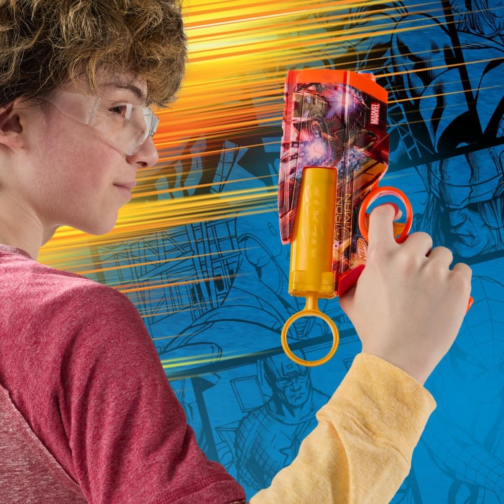 Nerf Marvel Iron Man Dart Blaster – 4 N1 Foam Darts, 2-Dart Capacity, Pull-Back Priming, Ages 8+