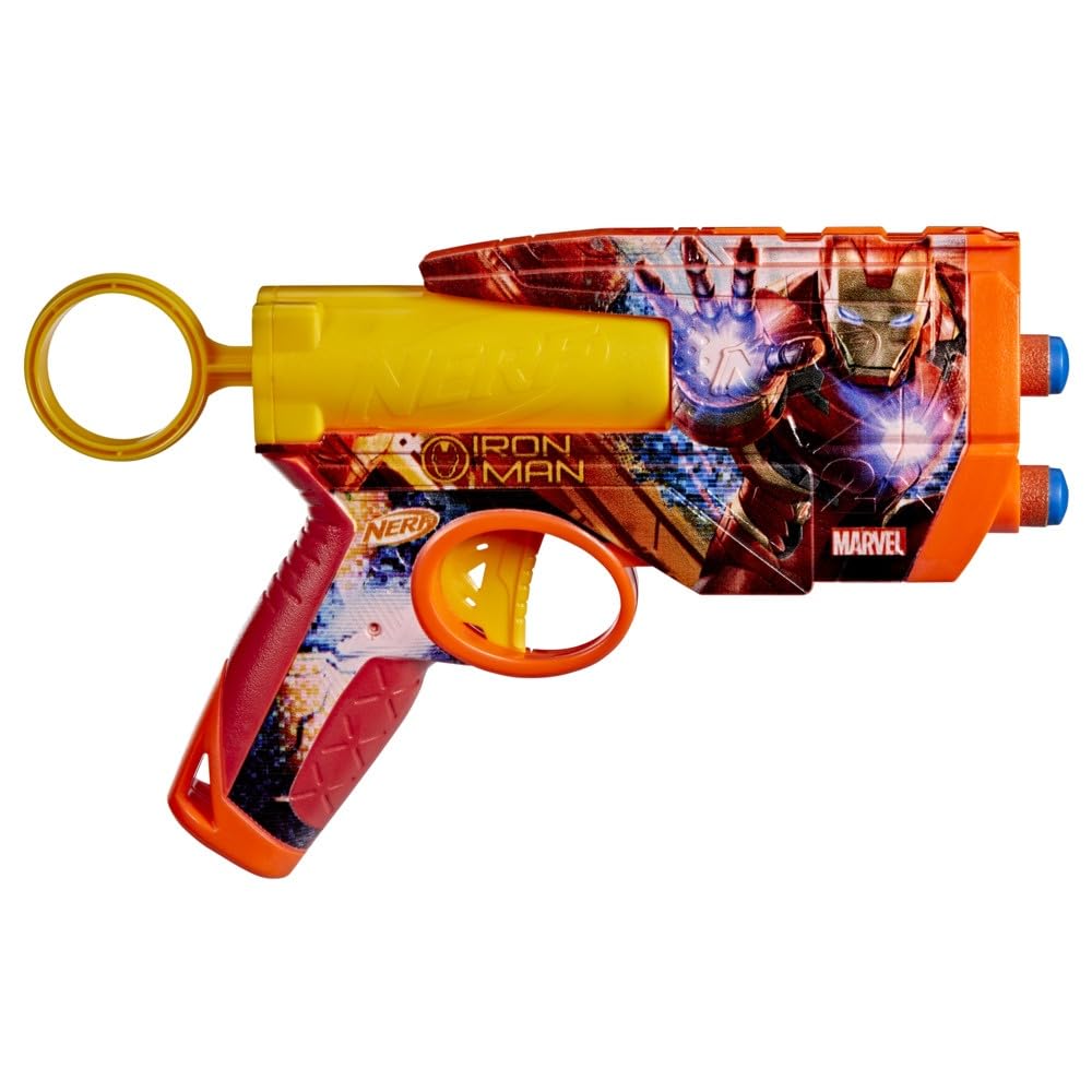 Nerf Marvel Iron Man Dart Blaster – 4 N1 Foam Darts, 2-Dart Capacity, Pull-Back Priming, Ages 8+