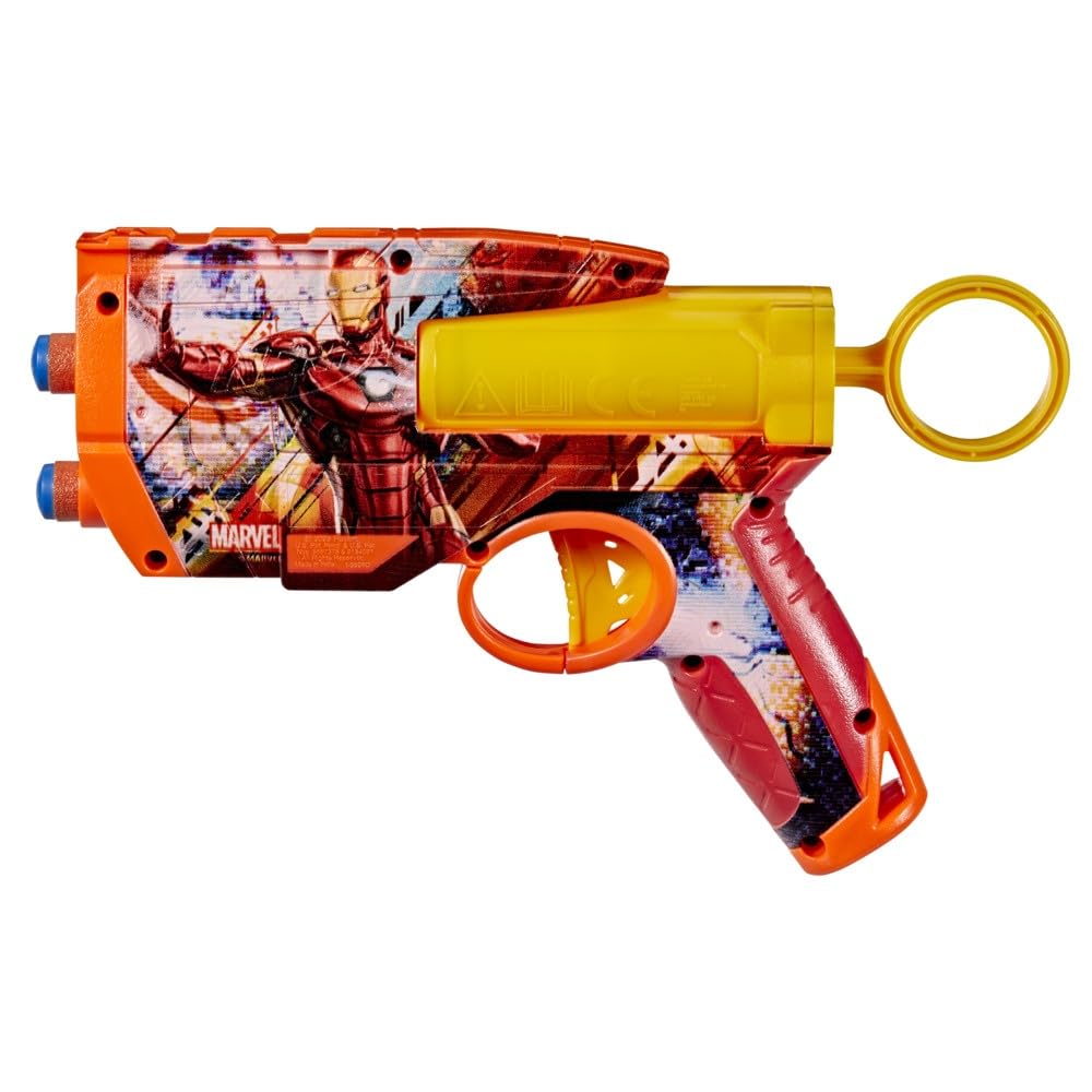 Nerf Marvel Iron Man Dart Blaster – 4 N1 Foam Darts, 2-Dart Capacity, Pull-Back Priming, Ages 8+