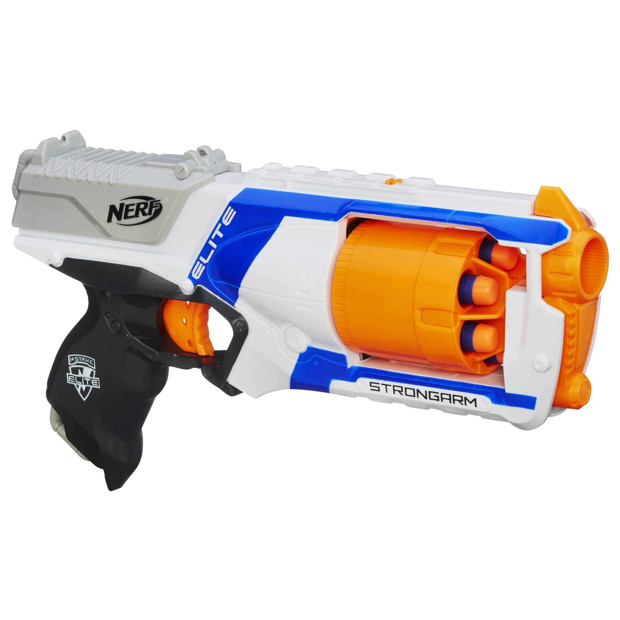 NERF N-Strike Elite Strongarm Blaster: 6-Dart Rotating Barrel, Slam-Fire, 90-Foot Range (Amazon Exclusive)