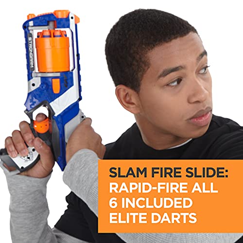NERF N-Strike Elite Strongarm Blaster: 6-Dart Rotating Barrel, Slam-Fire, 90-Foot Range (Amazon Exclusive)
