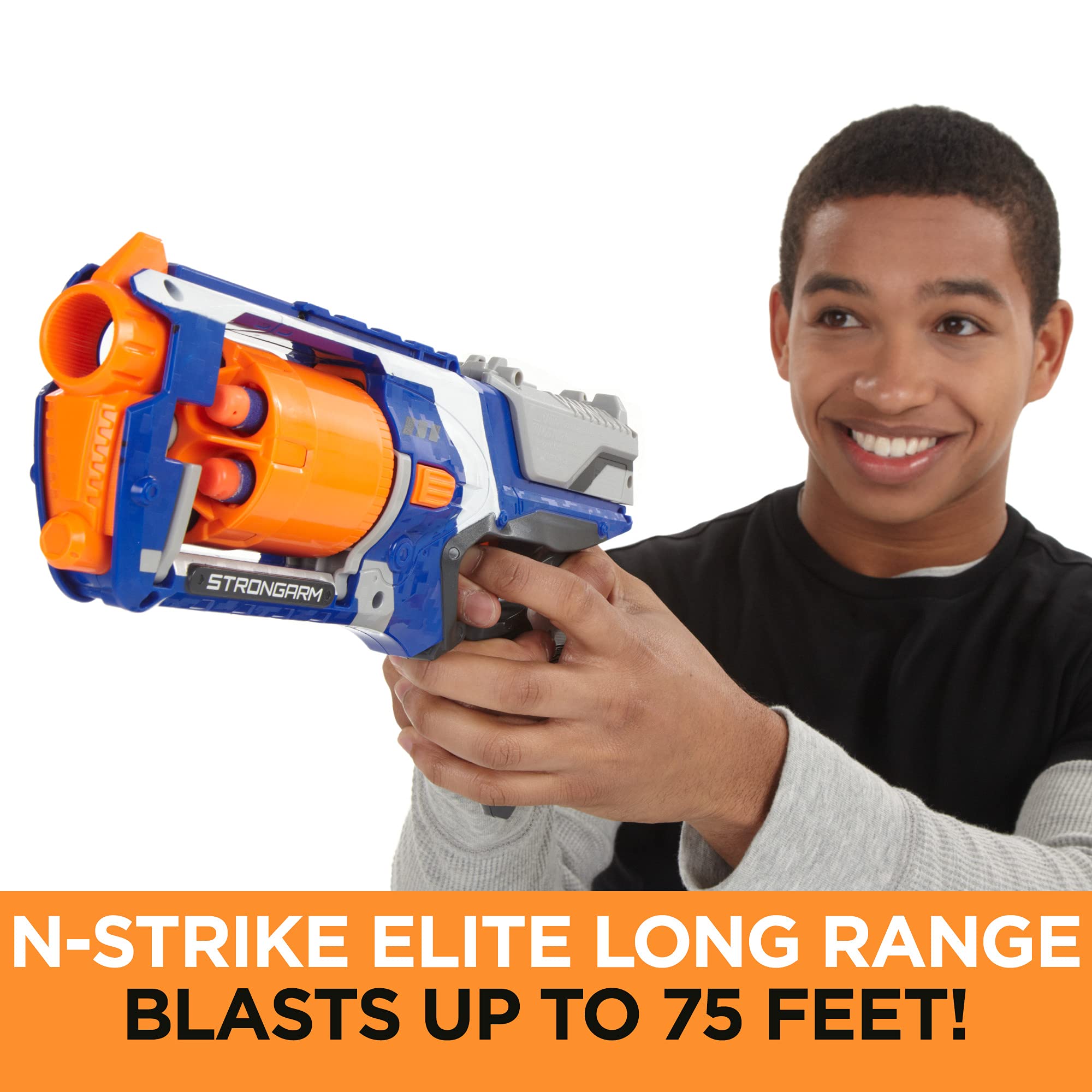 NERF N-Strike Elite Strongarm Blaster: 6-Dart Rotating Barrel, Slam-Fire, 90-Foot Range (Amazon Exclusive)