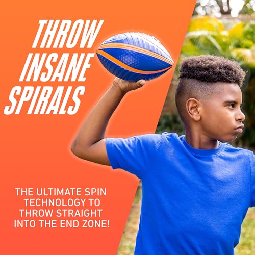 Nerf Spiral Grip Football – Patented Spacelace, Machine Stitched, Pump Included – Blue/Orange