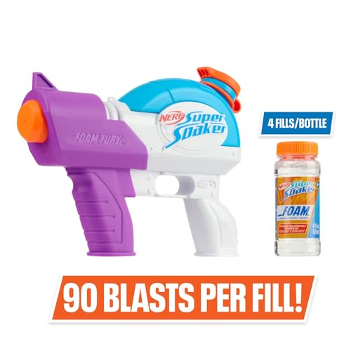 NERF Super Soaker Foam Fury Blaster – Foam and Water Blaster with 15-Foot Range