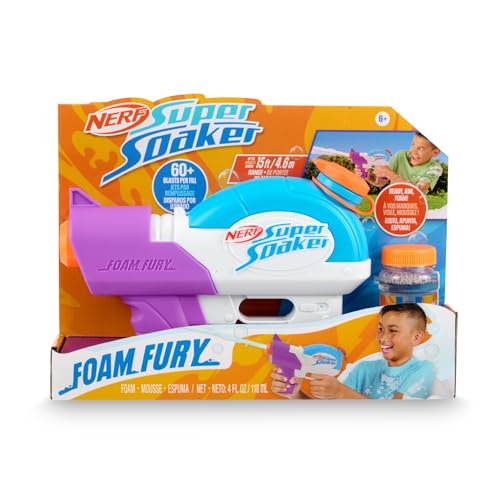 NERF Super Soaker Foam Fury Blaster – Foam and Water Blaster with 15-Foot Range