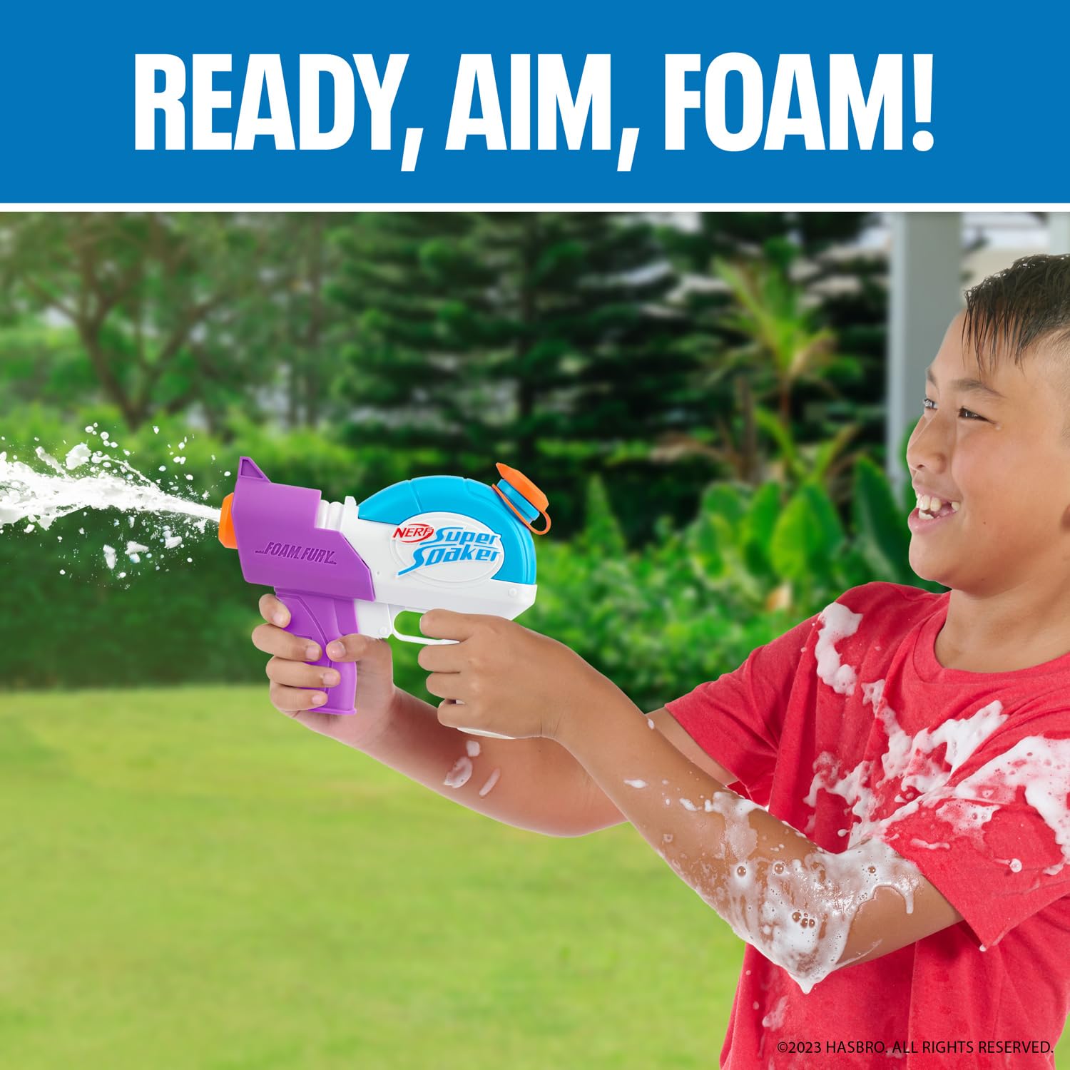 NERF Super Soaker Foam Fury Blaster – Foam and Water Blaster with 15-Foot Range