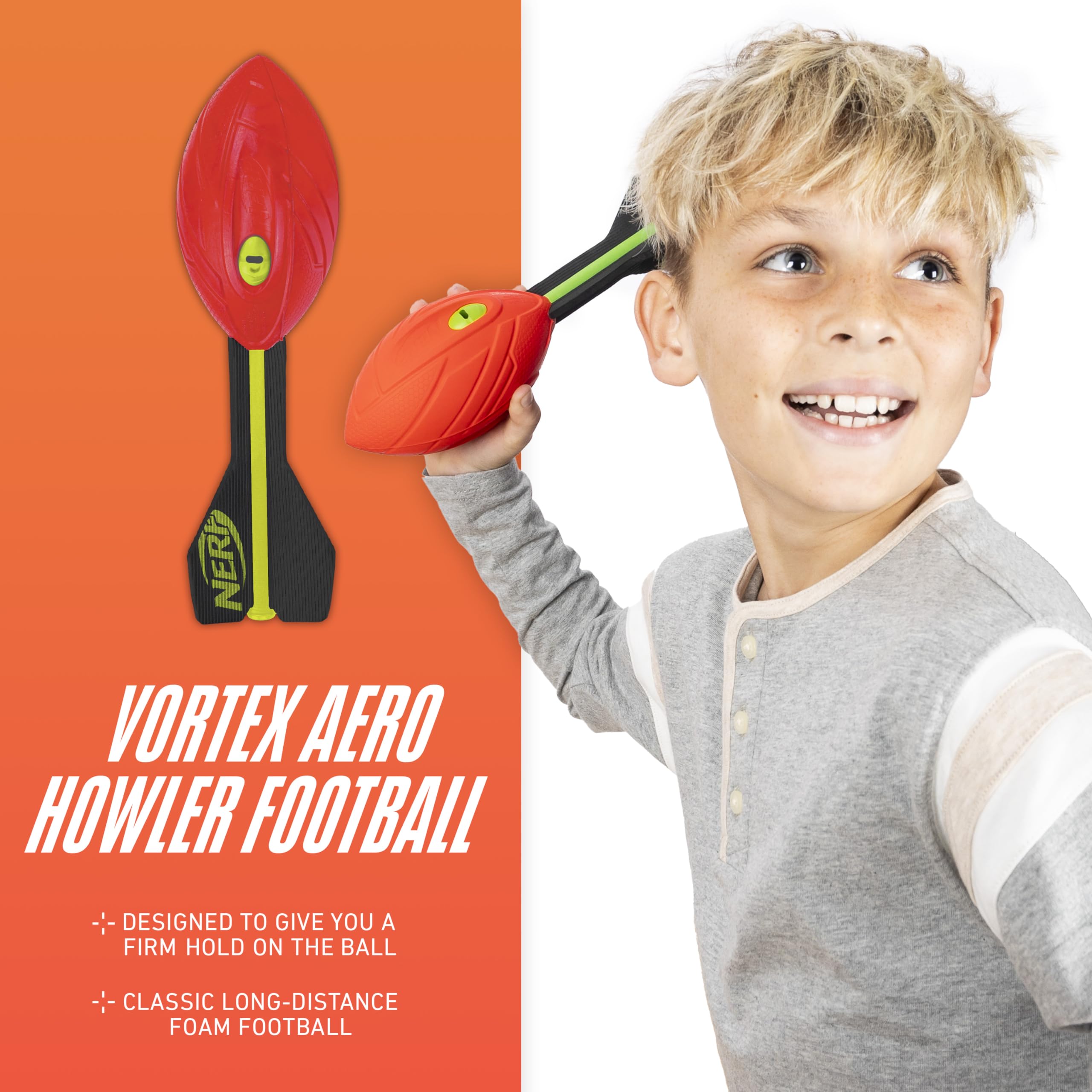 Nerf Vortex Aero Howler Foam Football - Whistling Long-Distance Toy Football for Indoor & Outdoor Play