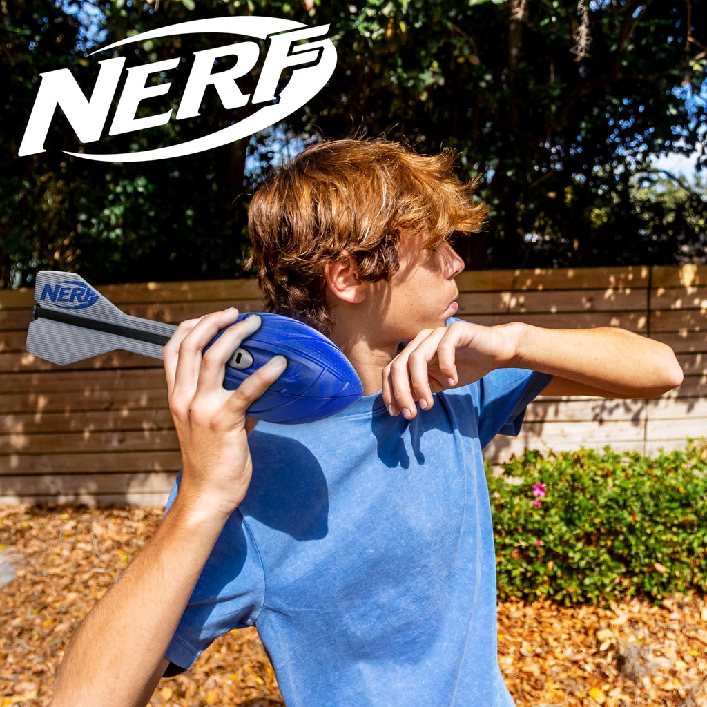 Nerf Vortex Aero Howler Foam Football – Blue Soft Foam Ball with Whistling Sound for Long-Distance Passes