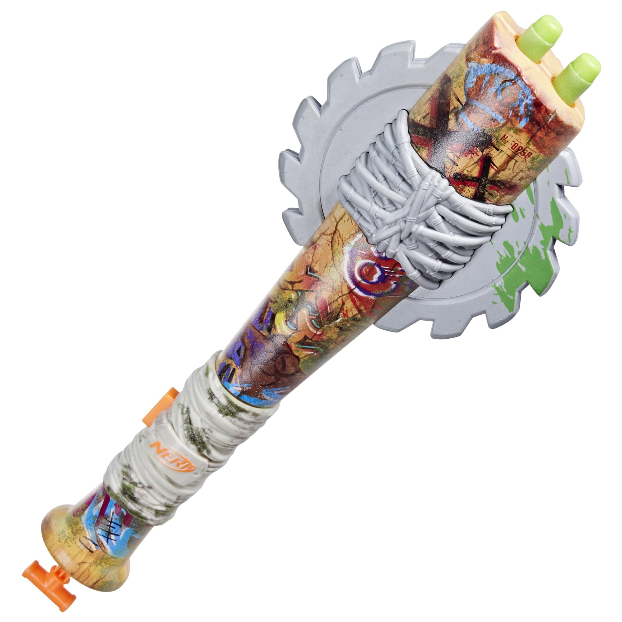 Nerf Zombie Strikeout Dart Blaster – 2-Dart Bat with 8 Elite Darts, Pull Back Priming, Ages 8+ (Amazon Exclusive)