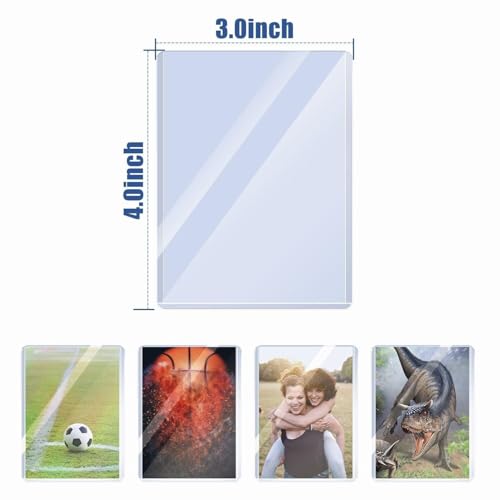 NESSDOVE 200 Pack Card Toploaders 3x4 35pt + 100 Penny Sleeves - Blue Hard Plastic Protectors