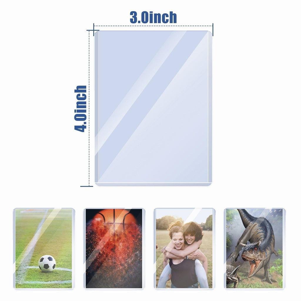 NESSDOVE 200 Pack Card Toploaders 3x4 35pt + 100 Penny Sleeves - Blue Hard Plastic Protectors
