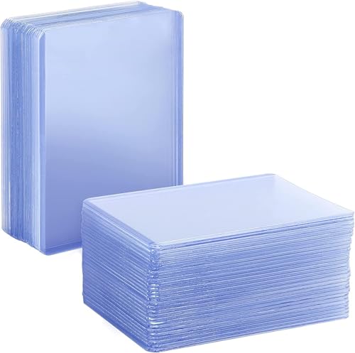NESSDOVE 200 Pack Card Toploaders 3x4 35pt + 100 Penny Sleeves - Blue Hard Plastic Protectors