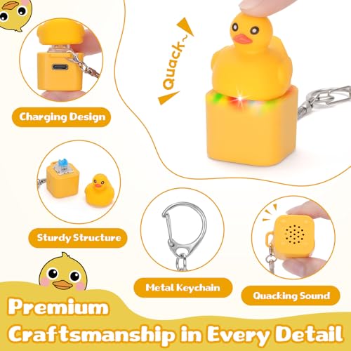 Netholid Duck Keyboard Fidget Clicker Keychain – Quacking Sound, LED Light, Rechargeable