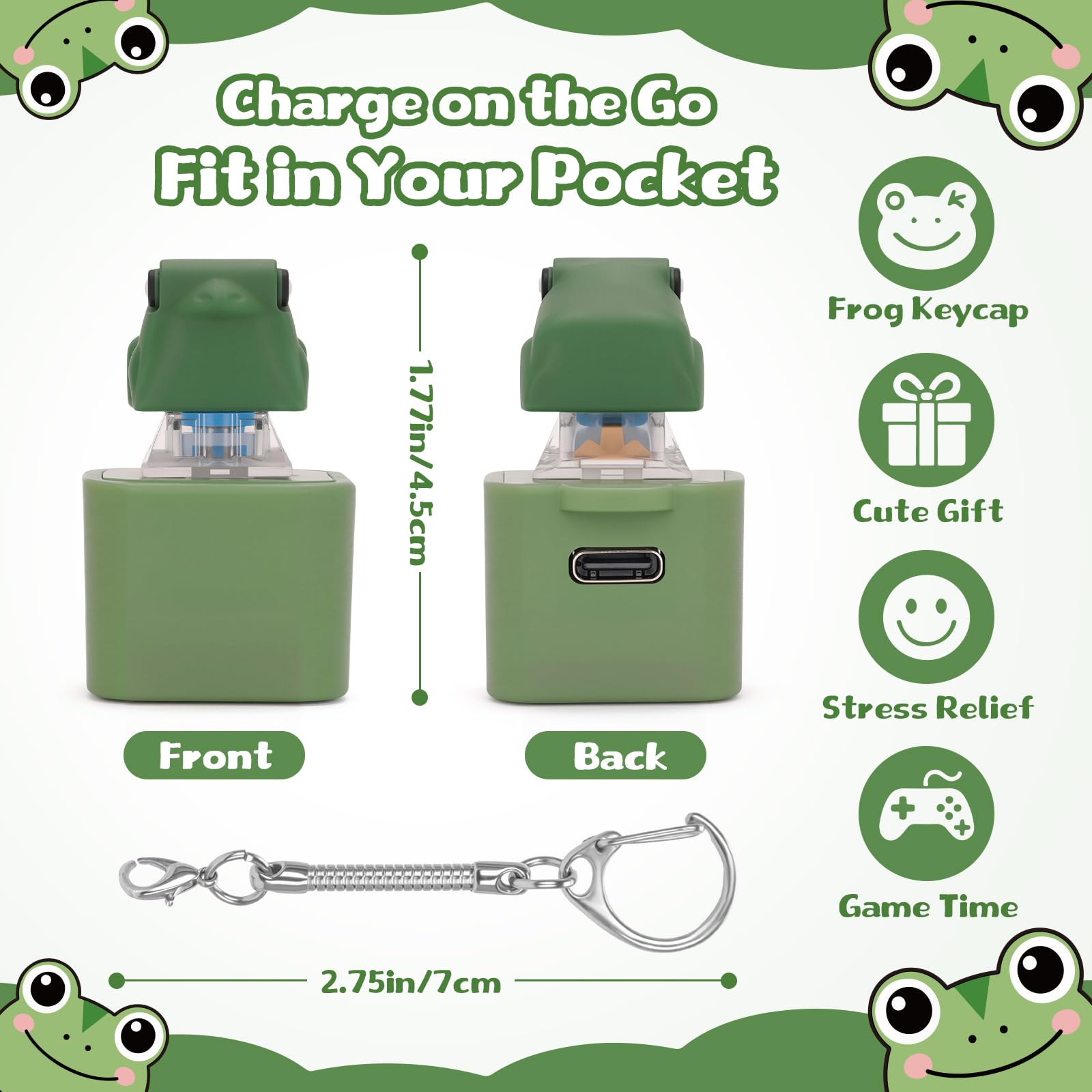 Netholid Frog Keyboard Clicker – Croaking Sound Fidget Toy with LED Light & Keychain