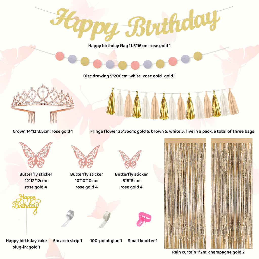 Neutral Boho Birthday Decorations Set for Women – 100 Piece Party Supplies with Balloons, Fringe Curtains & More