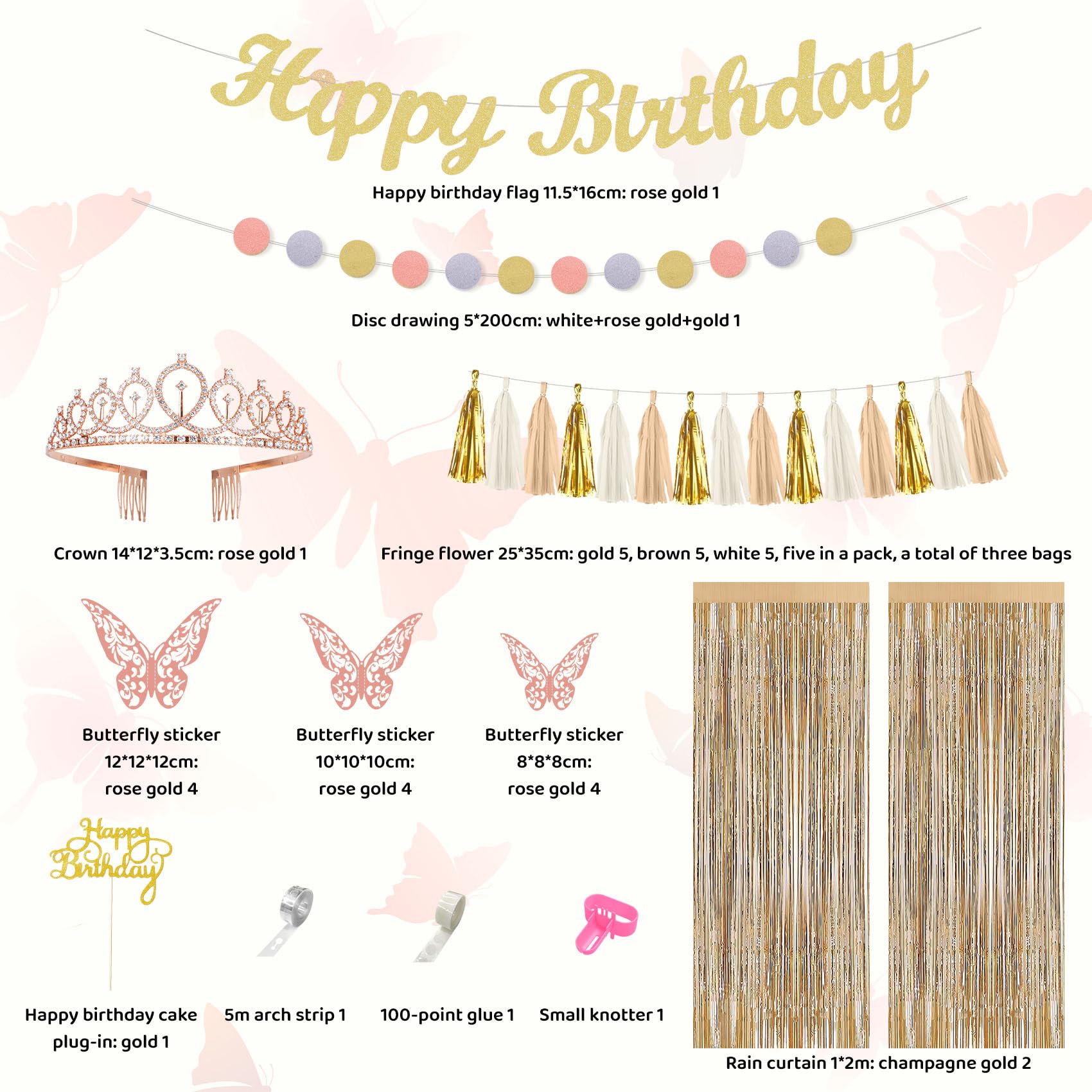Neutral Boho Birthday Decorations Set for Women – 100 Piece Party Supplies with Balloons, Fringe Curtains & More