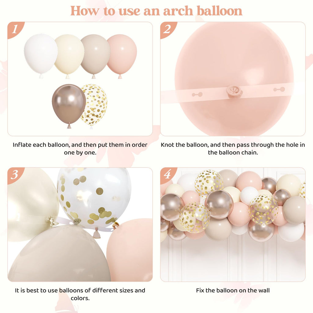 Neutral Boho Birthday Decorations Set for Women – 100 Piece Party Supplies with Balloons, Fringe Curtains & More