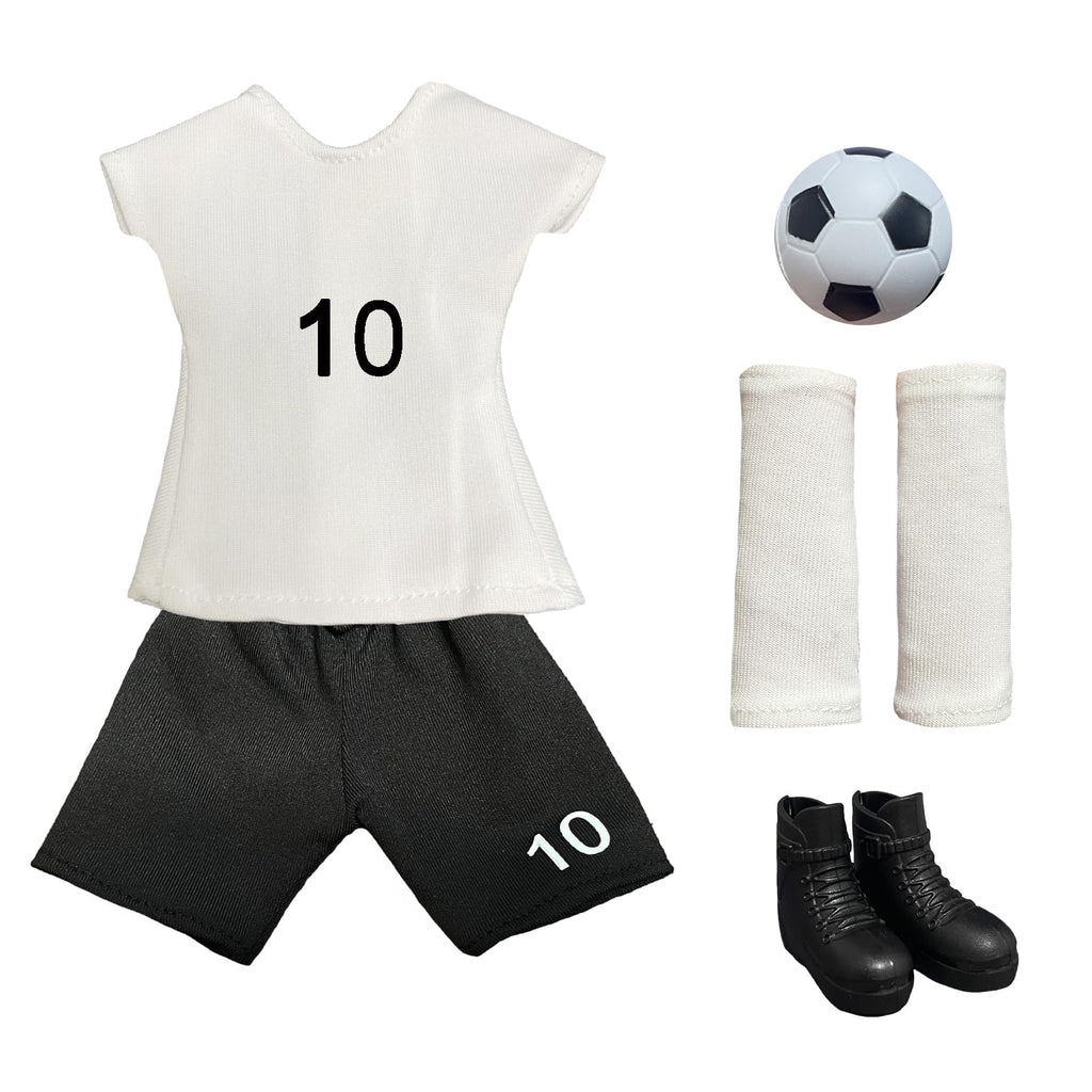 NEVGVUP Soccer Elf Outfit Set – Jersey, Shorts, Shoes, Shin Guards & Ball for Elf Dolls