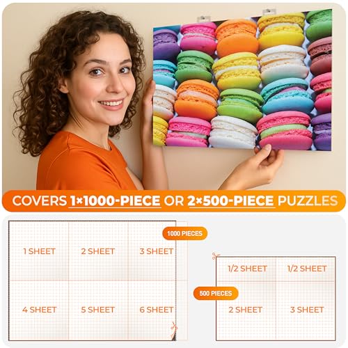 Newverest 6-Pack Puzzle Glue Sheets 10x10″ – Peel & Stick Puzzle Saver with Hangers, No Mess