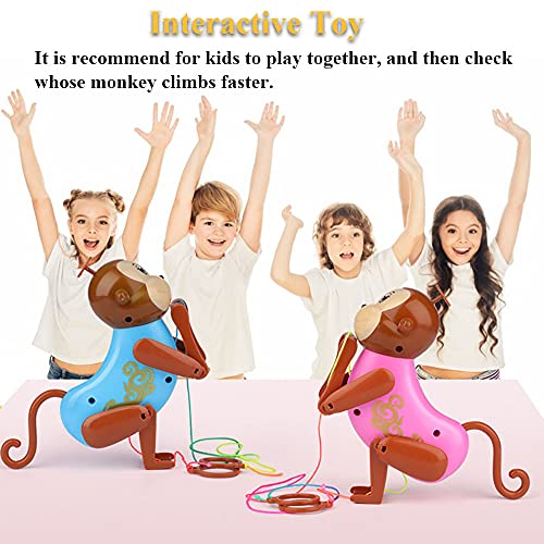 NEXTAKE Rope-Climbing Monkey Toy – Interactive Pull Toy with Sound for Kids (Blue)