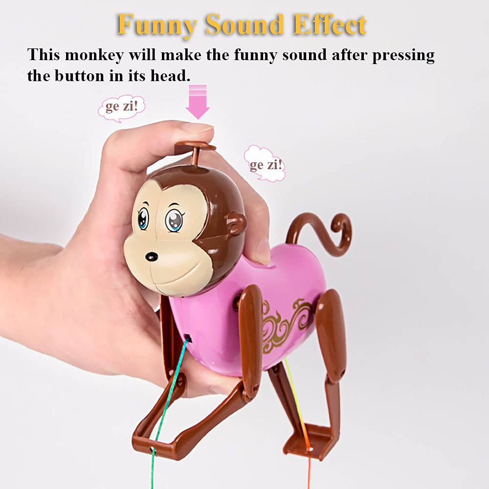 NEXTAKE Rope-Climbing Monkey Toy – Interactive Pull Toy with Sound for Kids (Blue)