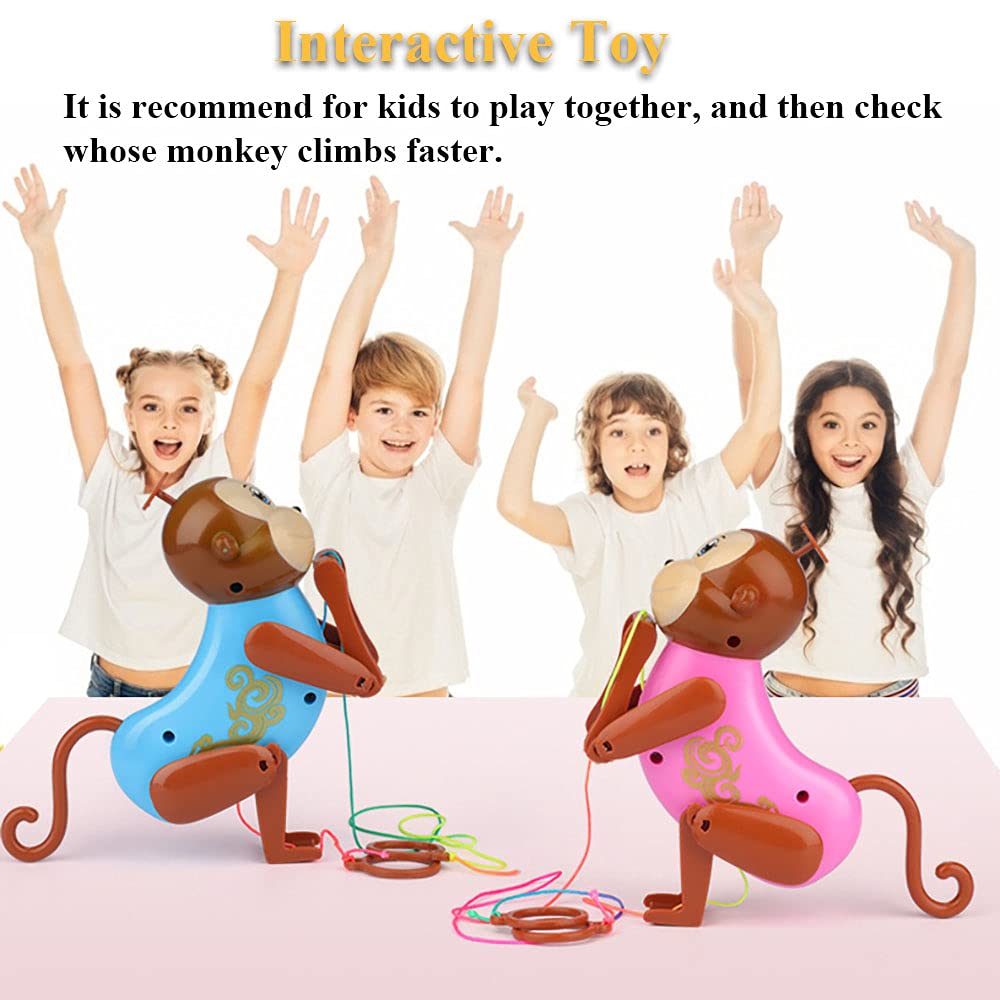 NEXTAKE Rope-Climbing Monkey Toy – Interactive Pull Toy with Sound for Kids (Blue)