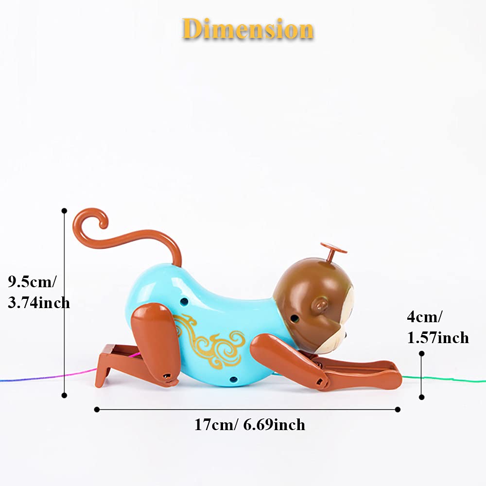 NEXTAKE Rope-Climbing Monkey Toy – Interactive Pull Toy with Sound for Kids (Blue)