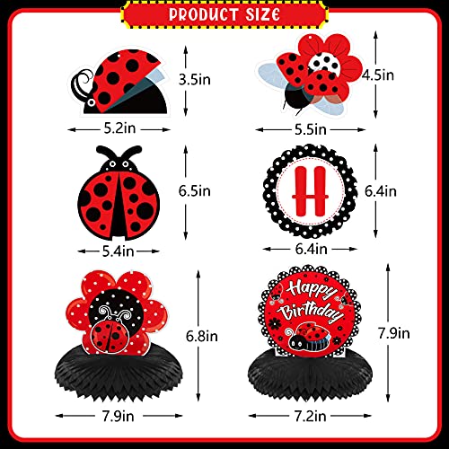 Nezyo 28-Piece Ladybug Birthday Party Decoration Kit – Includes Banner, Honeycomb Centerpieces, Swirls, and Hanging Cards