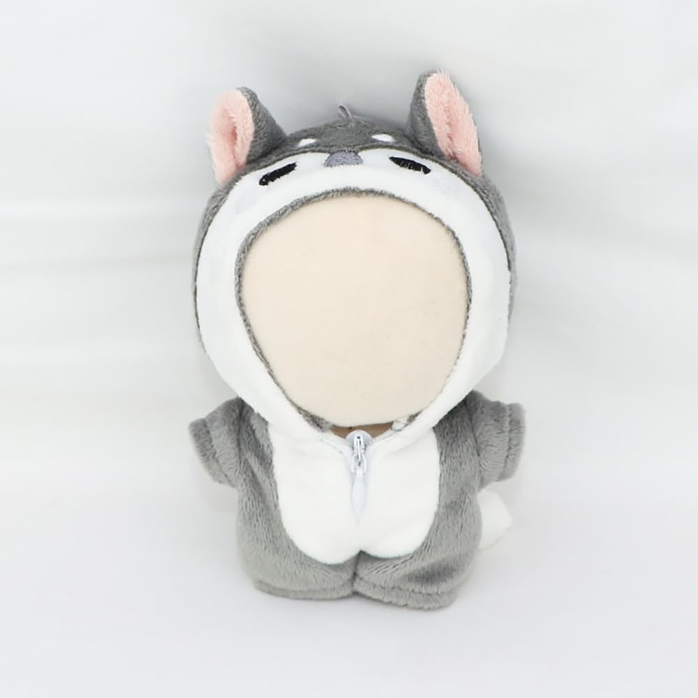 niannyyhouse 10cm Plush Doll Onesie - Dinosaur Shark Costume for Stuffed Animals (Grey)