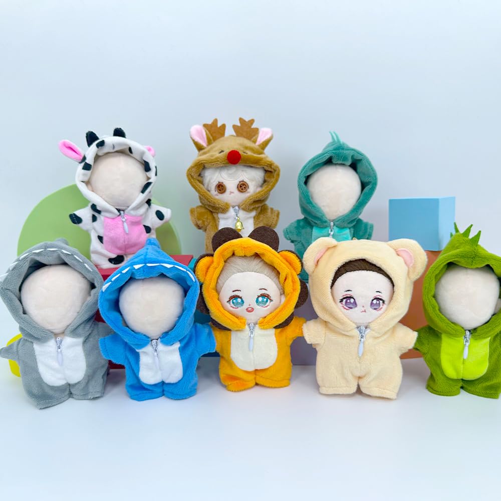 niannyyhouse 10cm Plush Doll Onesie - Dinosaur Shark Costume for Stuffed Animals (Grey)