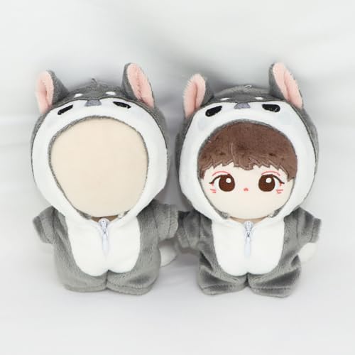 niannyyhouse 10cm Plush Doll Onesie - Dinosaur Shark Costume for Stuffed Animals (Grey)