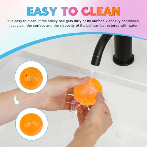 Niaosiben Glowing Sticky Balls - 4 Pack Glow in the Dark Stress Relief Toys for Ceiling and Wall